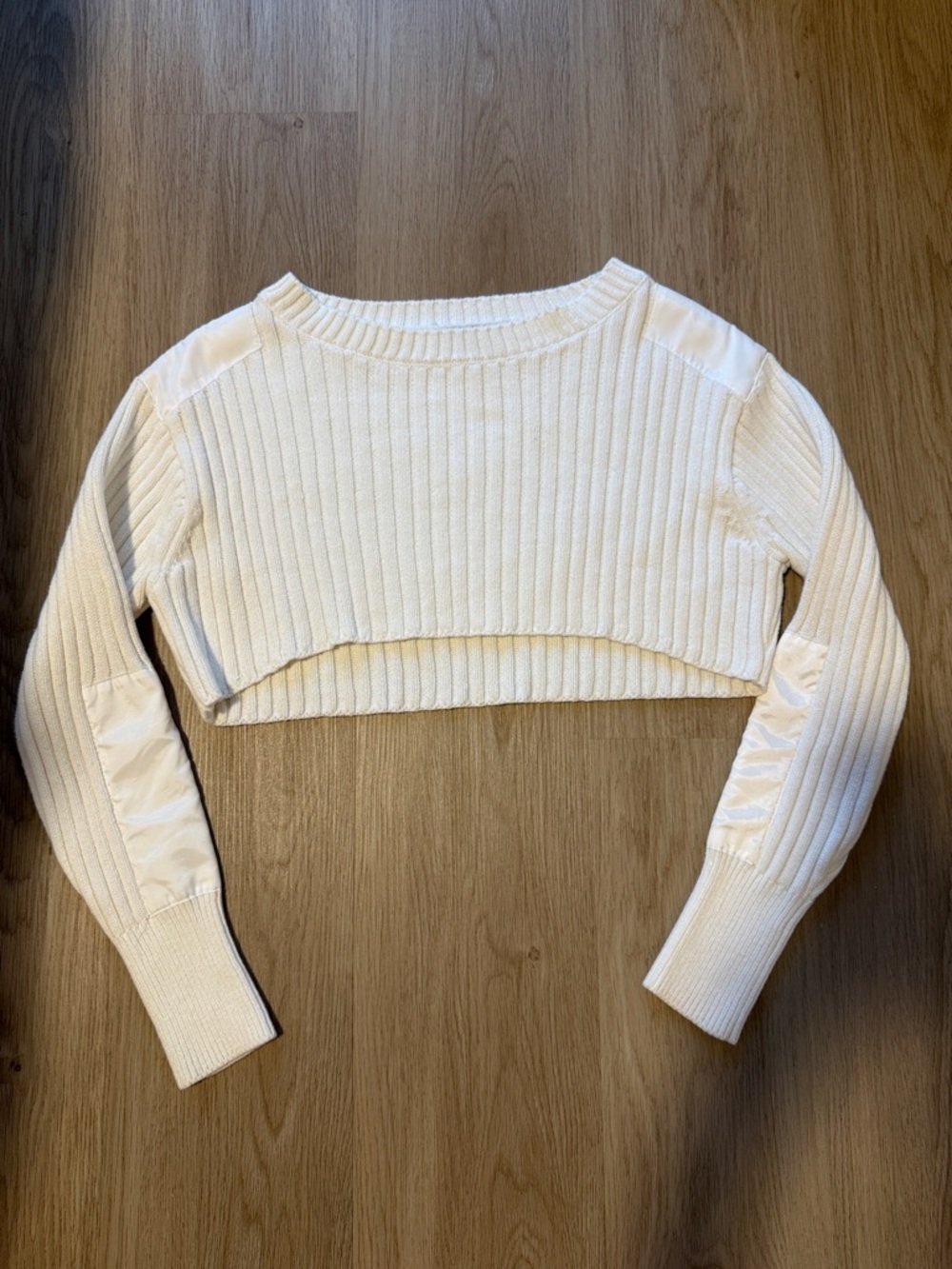 Urban Outfitters Cream Ribbed Cropped Sweater